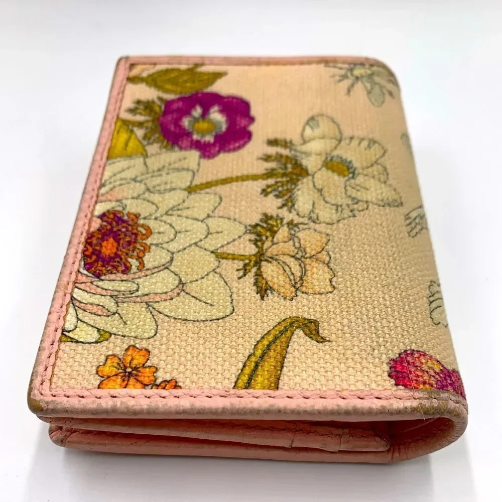 Ltd Edition GUCCI GG Logo Japanese Floral Pinks Leather Canvas Sml Bifold Wallet - Picture 10 of 10